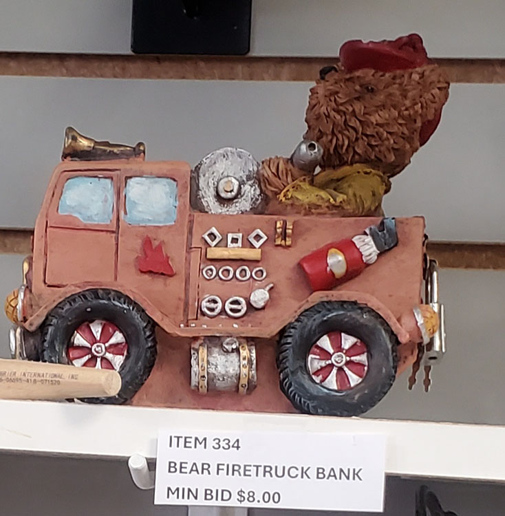 Bear firetruck bank