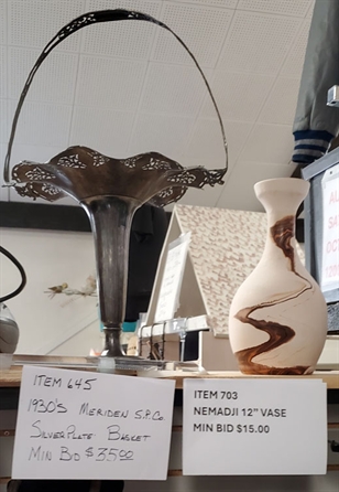 Siler basket and vase